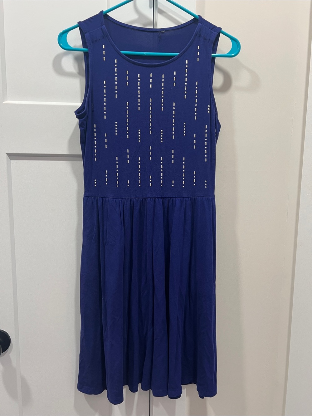 Small Blue Sleeveless Dress with Sequin Detail